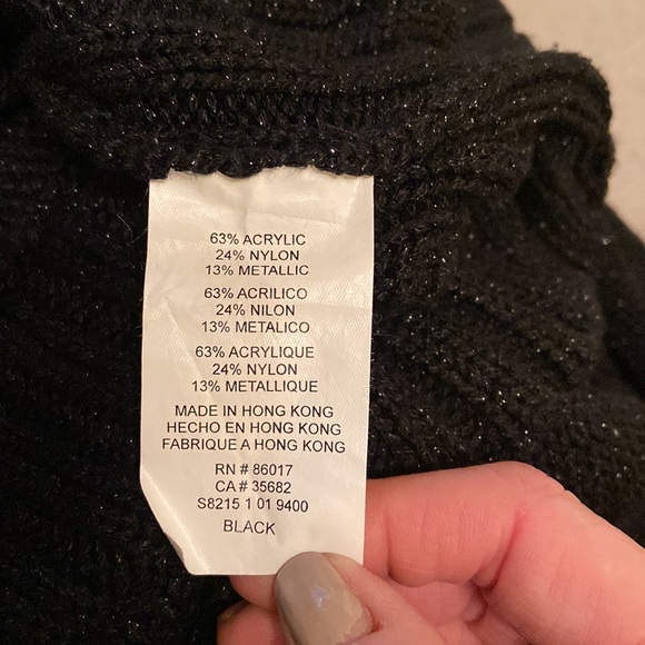 bebe Scope Neck Black & Silver Metallic Surplus LS Sweater Tunic - Picture 10 of 11